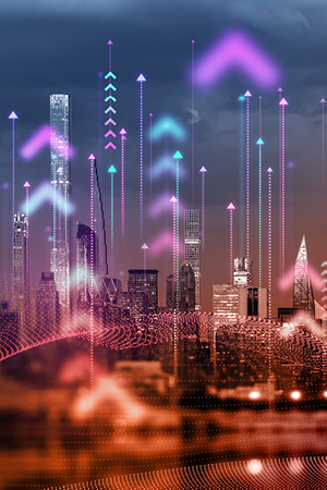 Global city with arrows