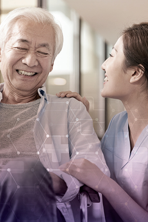 Nurse and patient providing care and support